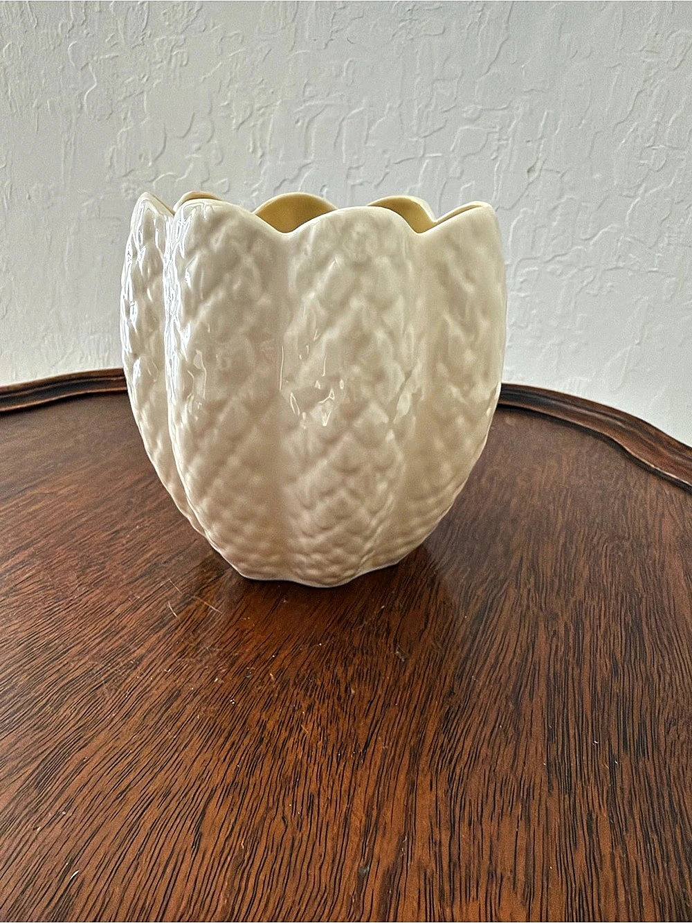 Belleek Basketweave Vase Cream